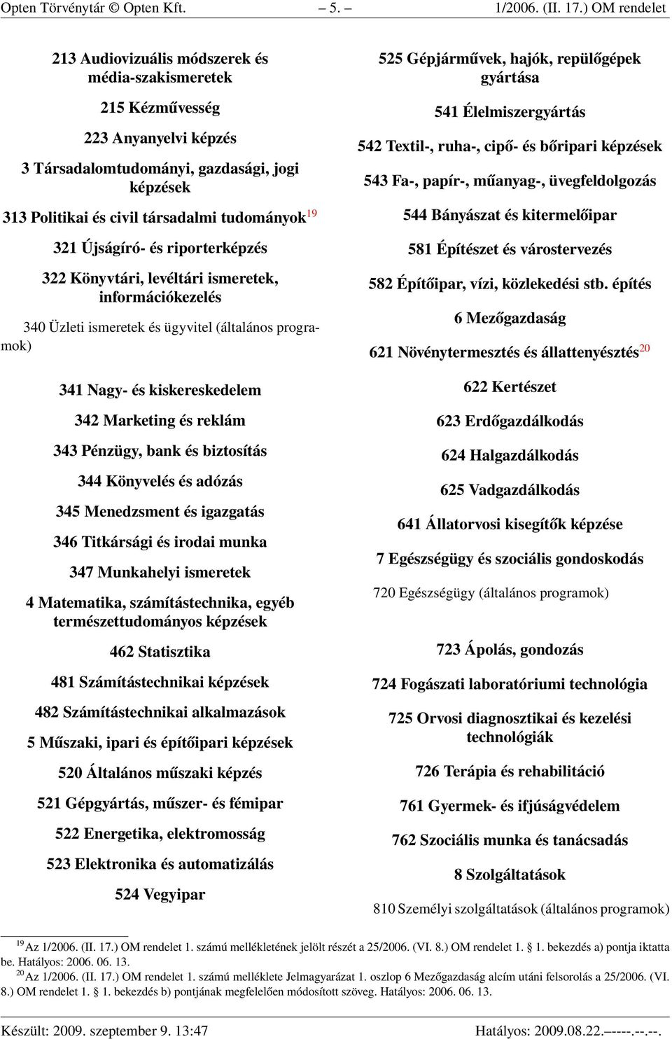 321 Újságíró- és riporterképzés 322 Könyvtári, levéltári ismeretek, információkezelés 340 Üzleti ismeretek és ügyvitel (általános programok) 341 Nagy- és kiskereskedelem 342 Marketing és reklám 343