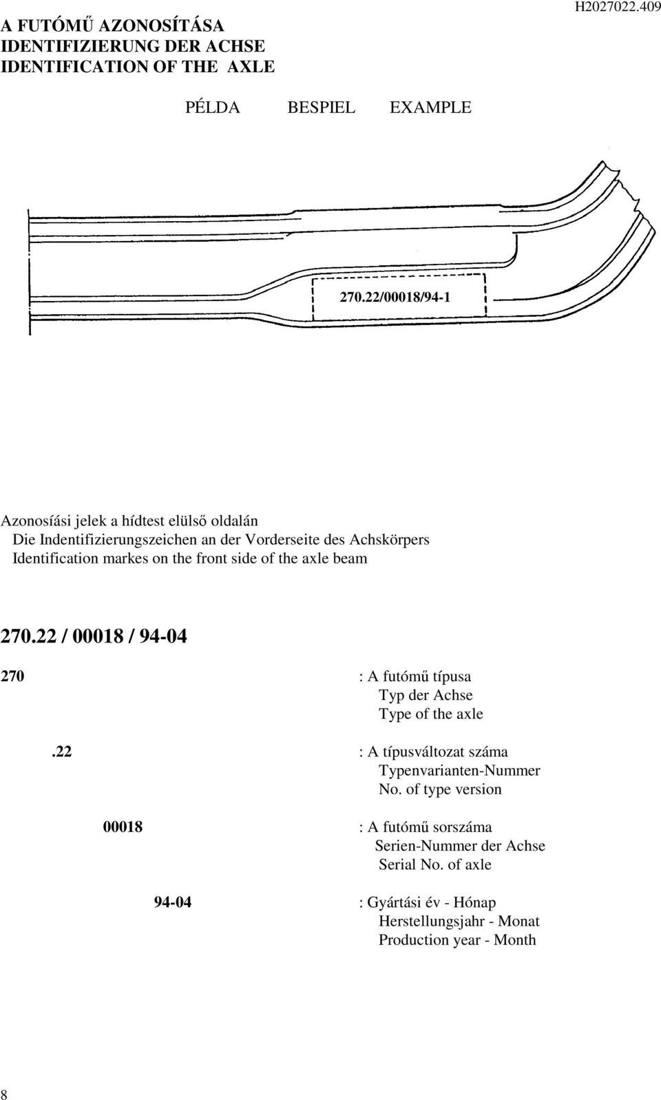 front side of the axle beam 70. / 0008 / 9-0 70 : A futómő típusa Typ der Achse Type of the axle.