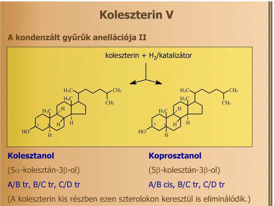 (5α-kolesztán-3β-ol) A/B tr, B/ tr, /D tr Koprosztanol