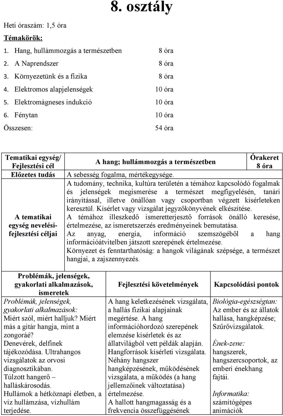 A tudomány, technika, kultúra területén a témához kapcsolódó és jelenségek megismerése a természet megfigyelésén, tanári irányítással, illetve önállóan vagy csoportban végzett kísérleteken keresztül.