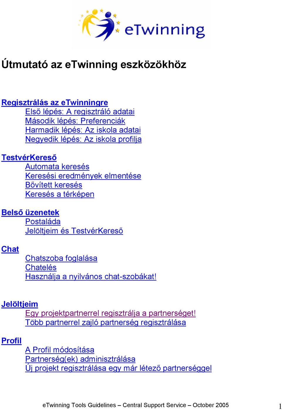 Chatszoba foglalása Chatelés Használja a nyilvános chat-szobákat! Jelöltjeim Egy projektpartnerrel regisztrálja a partnerséget!