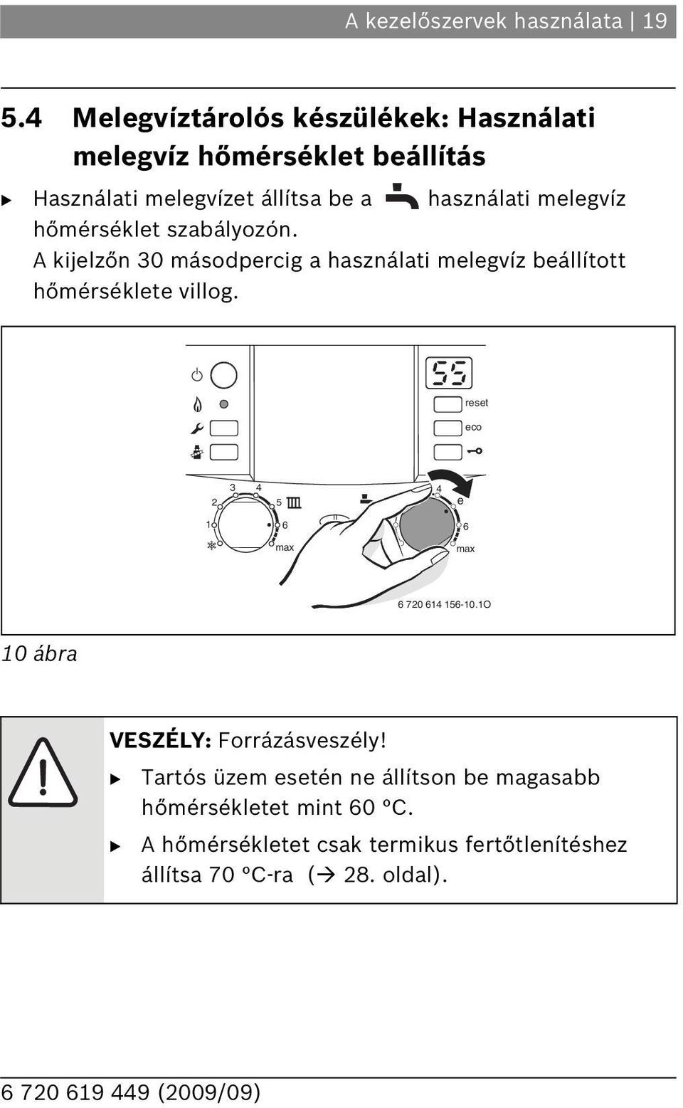 használati melegvíz hőmérséklet szabályozón.