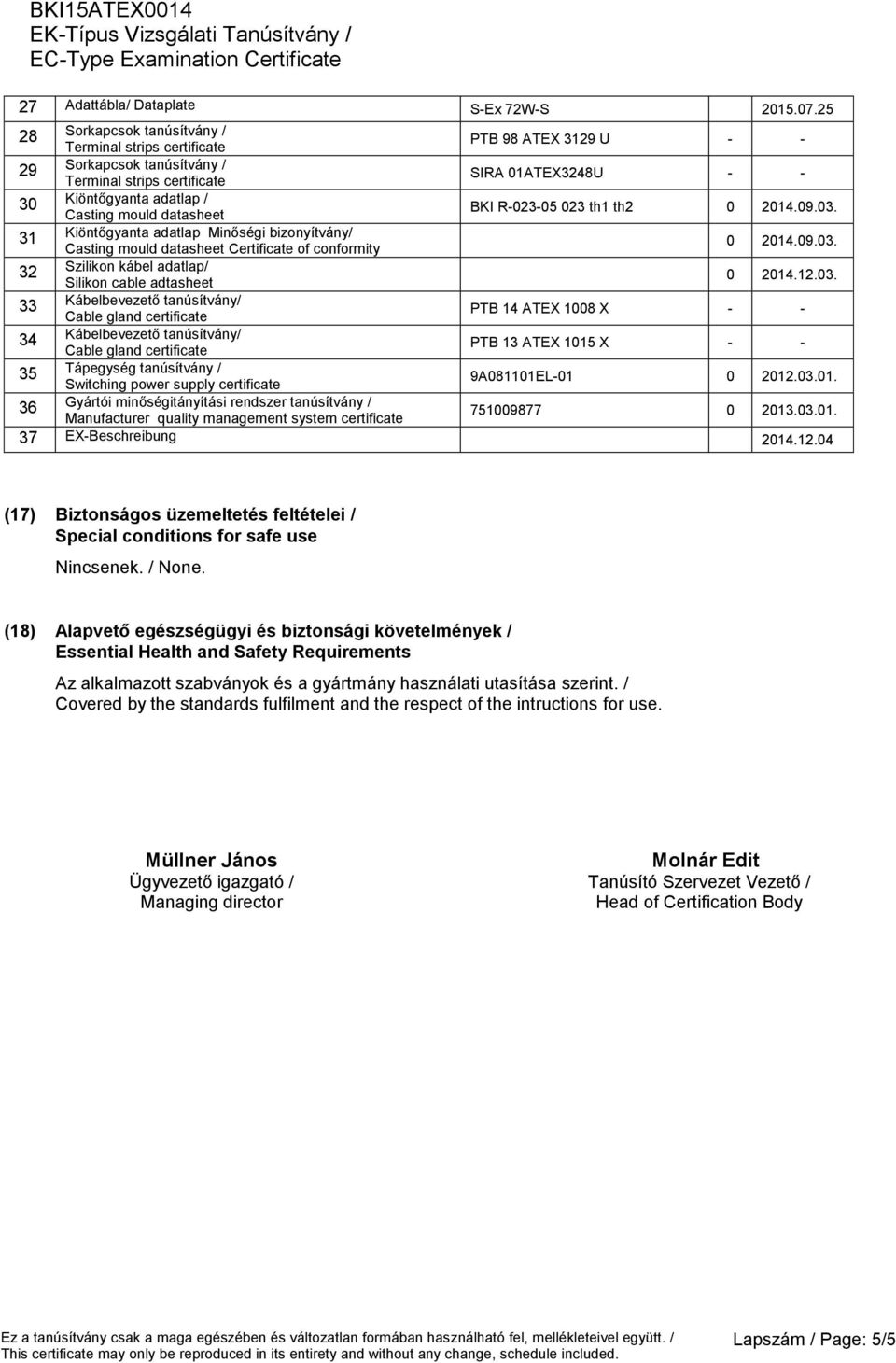 datasheet BKI R-023-05 023 th1 th2 0 2014.09.03. 31 Kiöntőgyanta adatlap Minőségi bizonyítvány/ Casting mould datasheet Certificate of conformity 0 2014.09.03. 32 Szilikon kábel adatlap/ Silikon cable adtasheet 0 2014.