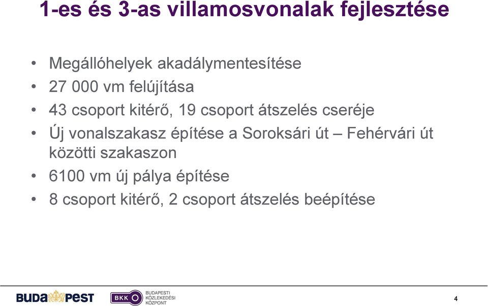 átszelés cseréje Új vonalszakasz építése a Soroksári út Fehérvári út