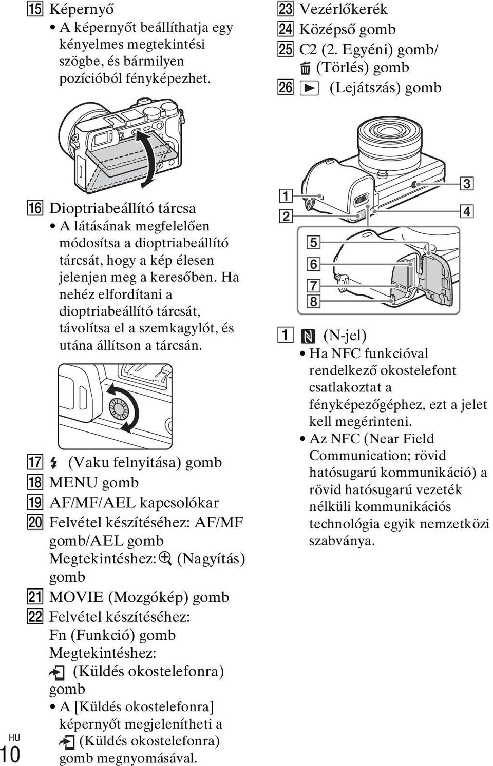 Ha nehéz elfordítani a dioptriabeállító tárcsát, távolítsa el a szemkagylót, és utána állítson a tárcsán.