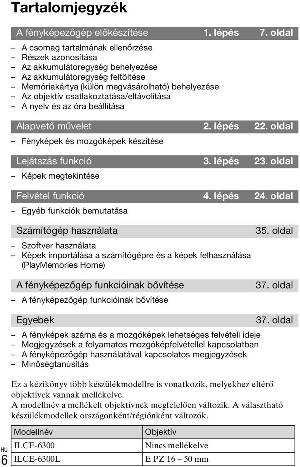 csatlakoztatása/eltávolítása A nyelv és az óra beállítása Alapvető művelet 2. lépés 22. oldal Fényképek és mozgóképek készítése Lejátszás funkció 3. lépés 23.
