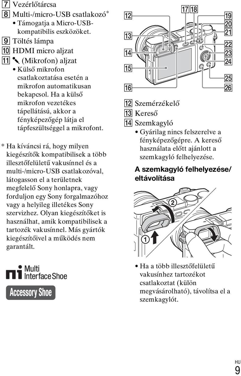 Ha a külső mikrofon vezetékes tápellátású, akkor a fényképezőgép látja el tápfeszültséggel a mikrofont.