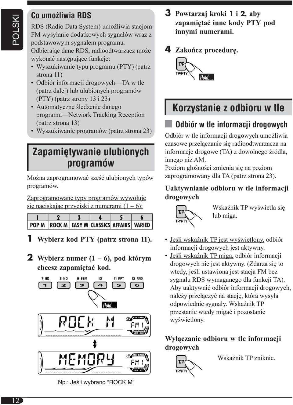 (PTY) (patrz strony 13 i 23) Automatyczne śledzenie danego programu Network Tracking Reception (patrz strona 13) Wyszukiwanie programów (patrz strona 23) Zapami tywanie ulubionych programów Można