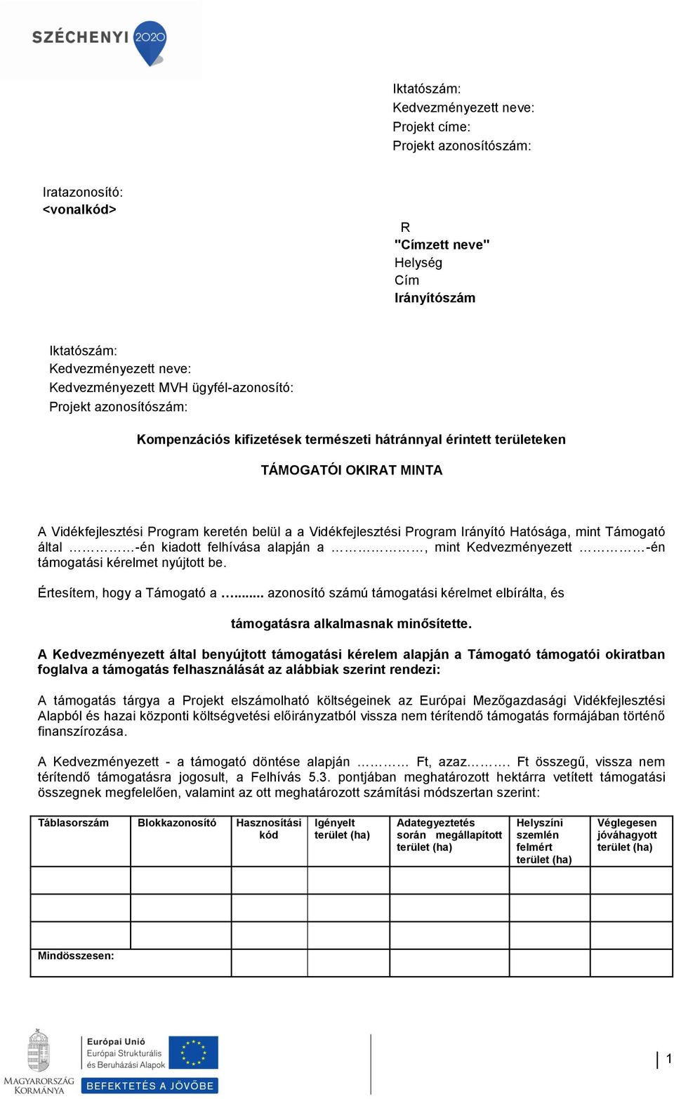 Irányító Hatósága, mint Támogató által -én kiadott felhívása alapján a, mint Kedvezményezett -én támogatási kérelmet nyújtott be. Értesítem, hogy a Támogató a.