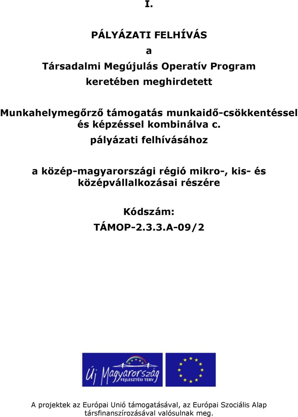 pályázati felhívásához a közép-magyarországi régió mikro-, kis- és középvállalkozásai részére