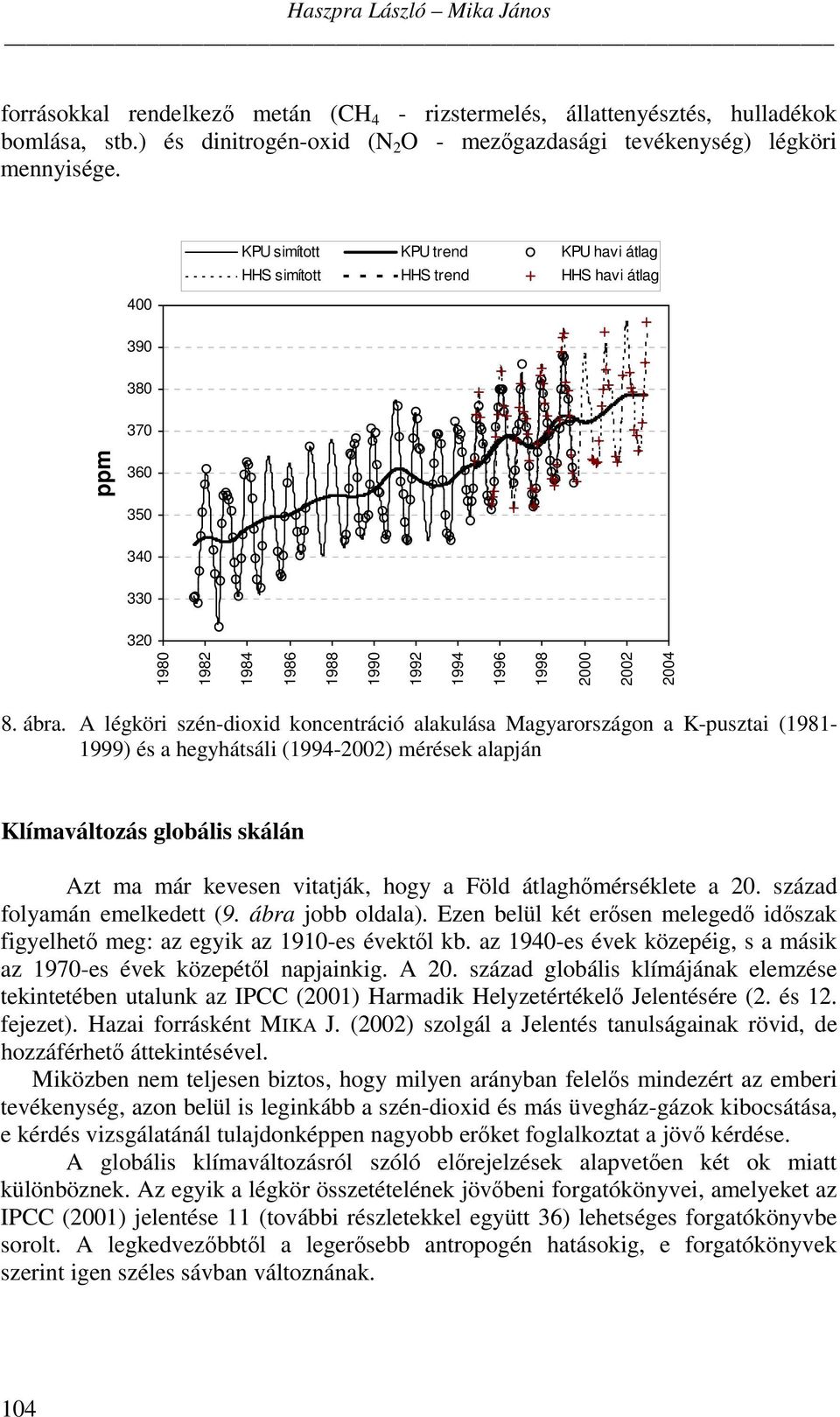A légköri szén-dioxid koncentráció alakulása Magyarországon a K-pusztai (1981-1999) és a hegyhátsáli (1994-22) mérések alapján Klímaváltozás globális skálán Azt ma már kevesen vitatják, hogy a Föld