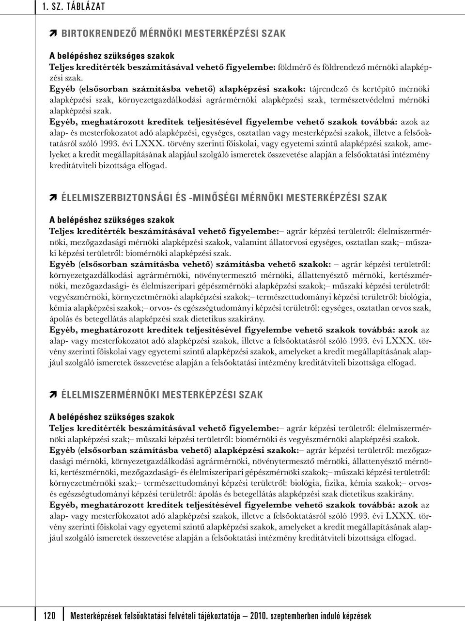 szak. alap- és mesterfokozatot adó alapképzési, egységes, osztatlan vagy mesterképzési szakok, illetve a felsőoktatásról szóló 1993. évi LXXX.