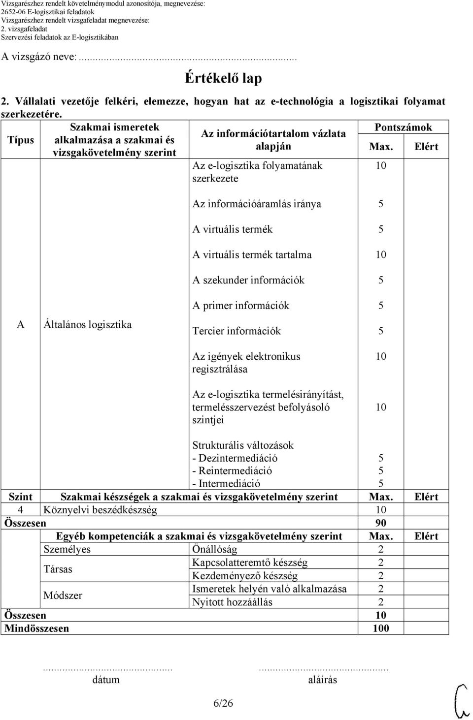 Elért vizsgakövetelmény szerint Az e-logisztika folyamatának szerkezete Az információáramlás iránya A virtuális termék A virtuális termék tartalma A szekunder információk A primer információk A