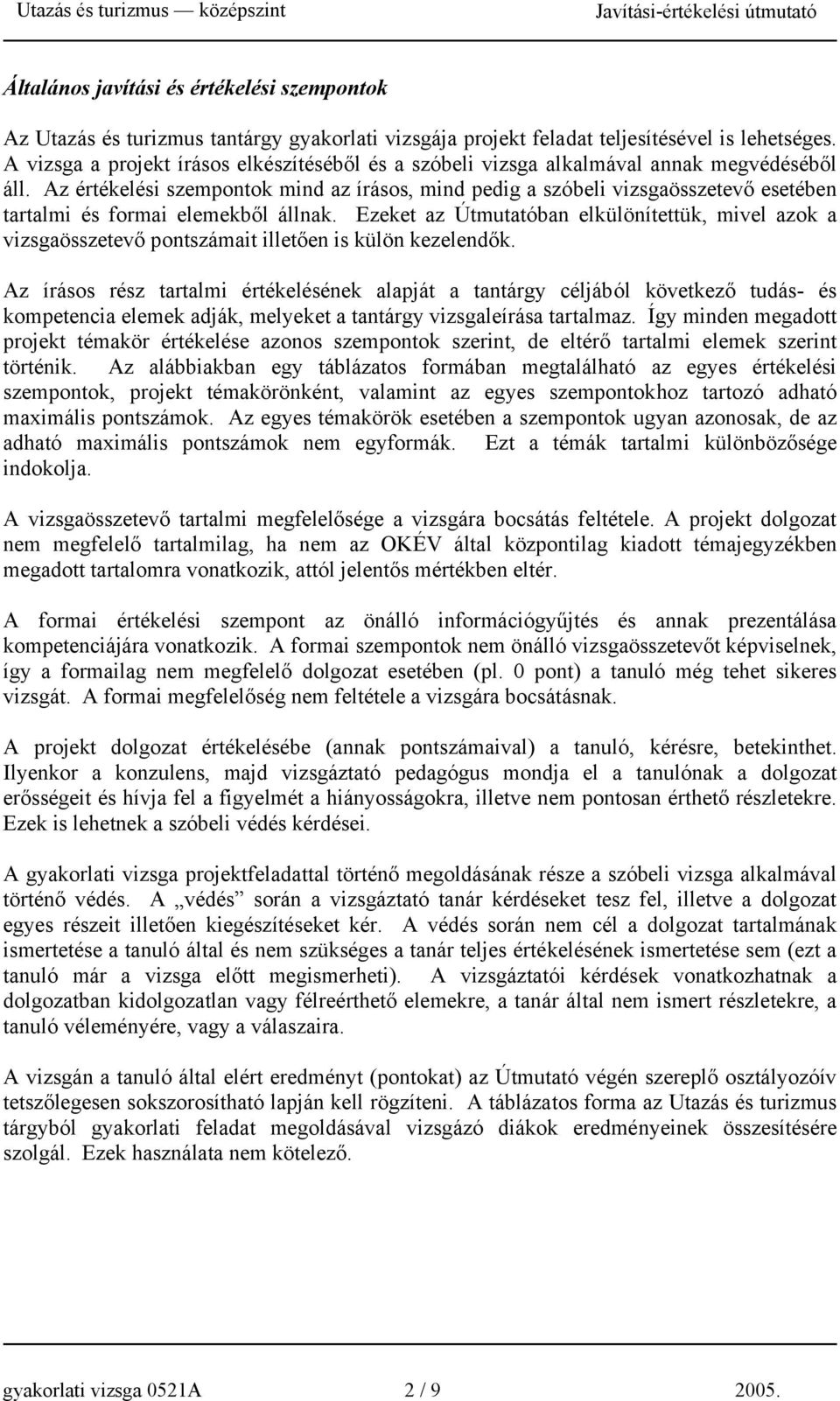 Az értékelési szempontok mind az írásos, mind pedig a szóbeli vizsgaösszetevő esetében tartalmi és formai elemekből állnak.