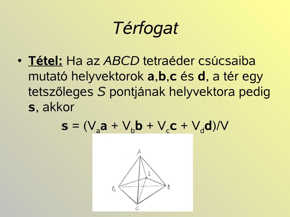 a tér egy tetszőleges S pontjának