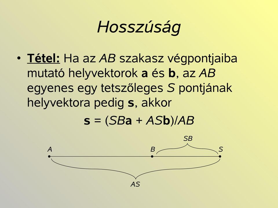 AB egyenes egy tetszőleges S pontjának