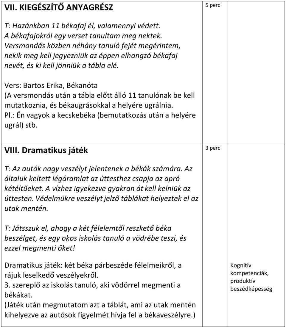 Vers: Bartos Erika, Békanóta (A versmondás után a tábla előtt álló 11 tanulónak be kell mutatkoznia, és békaugrásokkal a helyére ugrálnia. Pl.