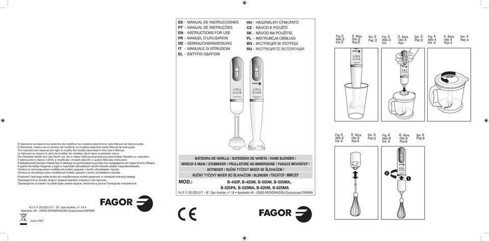 descritos en este Manual de Instrucciones. O fabricante, reserva-se os direitos de modificar os modelos descritos neste Manual de Instruções.