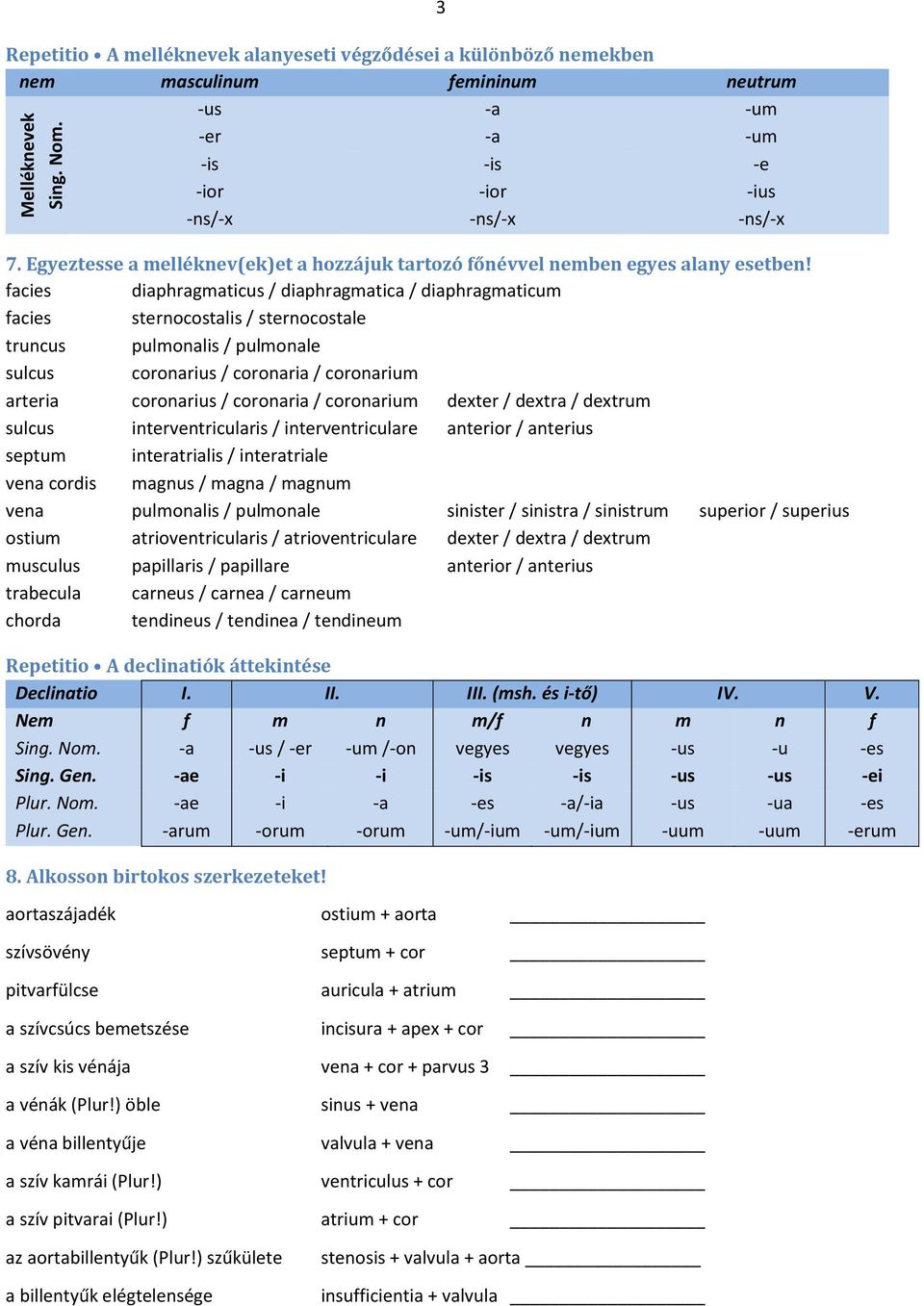 facies diaphragmaticus / diaphragmatica / diaphragmaticum facies sternocostalis / sternocostale truncus pulmonalis / pulmonale sulcus coronarius / coronaria / coronarium arteria coronarius /