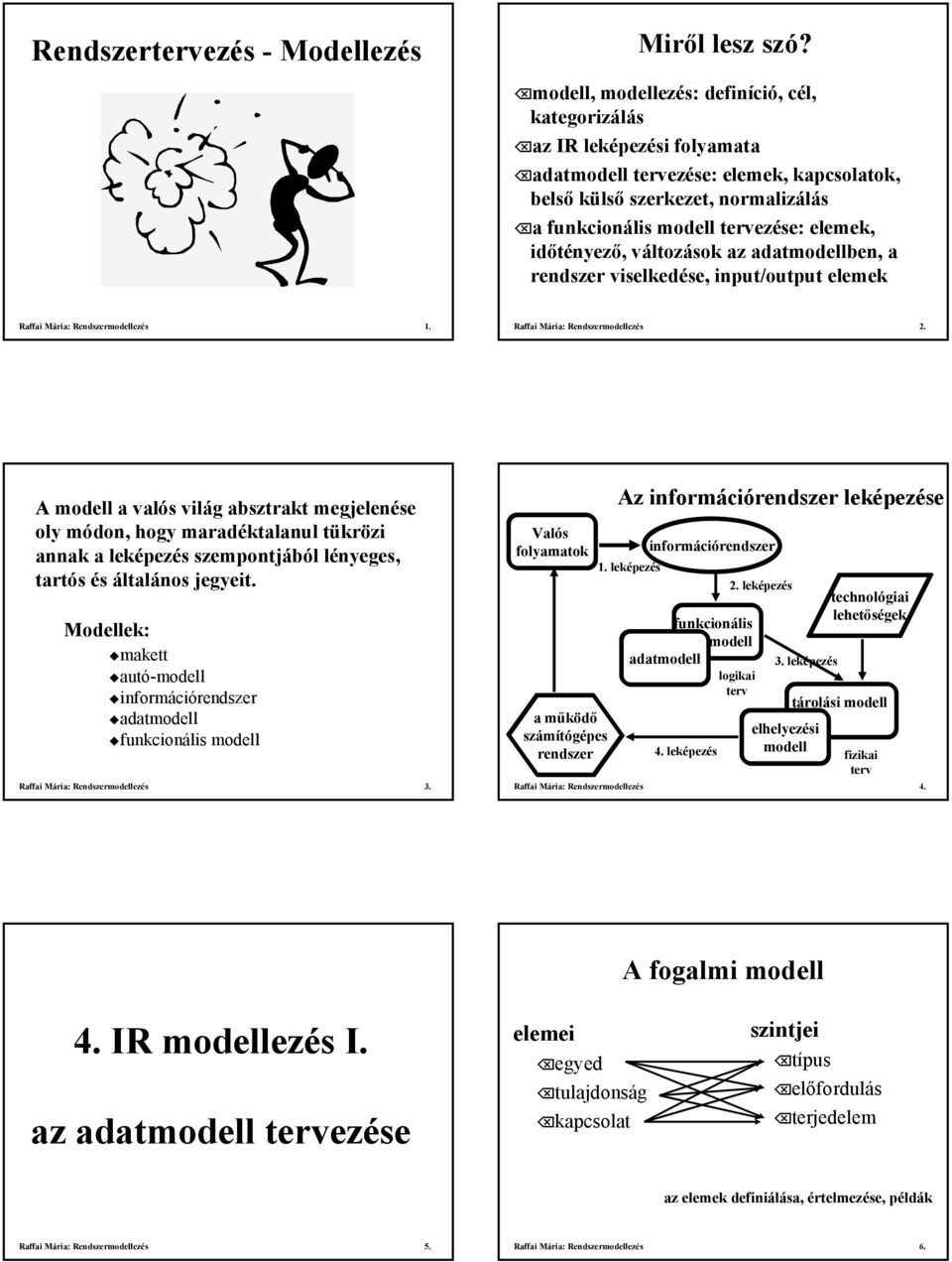 időtényező, változások az adatmodellben, a rendszer viselkedése, input/output elemek Raffai Mária: Rendszermodellezés 1. Raffai Mária: Rendszermodellezés 2.