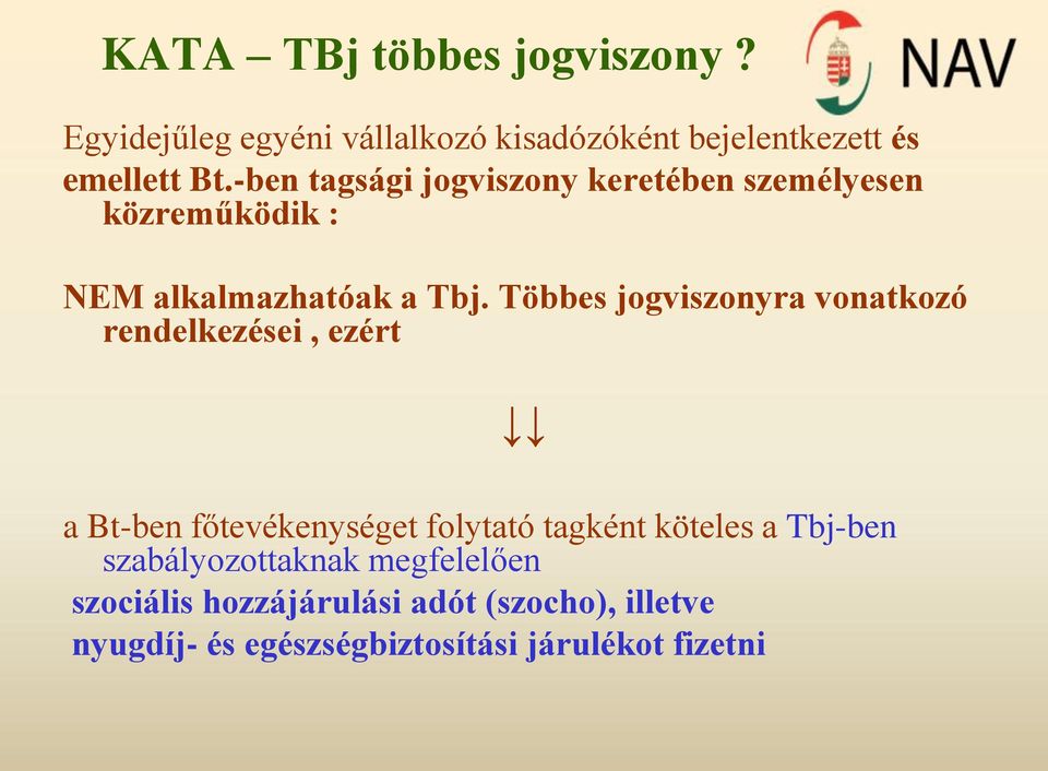 Többes jogviszonyra vonatkozó rendelkezései, ezért a Bt-ben főtevékenységet folytató tagként köteles a