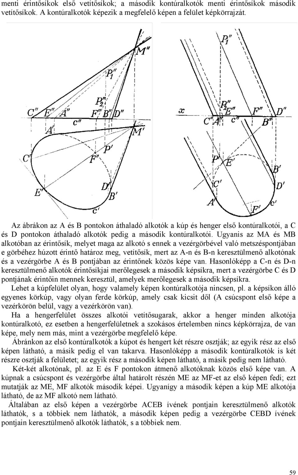 Ugyanis az MA és MB alkotóban az érintősík, melyet maga az alkotó s ennek a vezérgörbével való metszéspontjában e görbéhez húzott érintő határoz meg, vetítősík, mert az A-n és B-n keresztülmenő