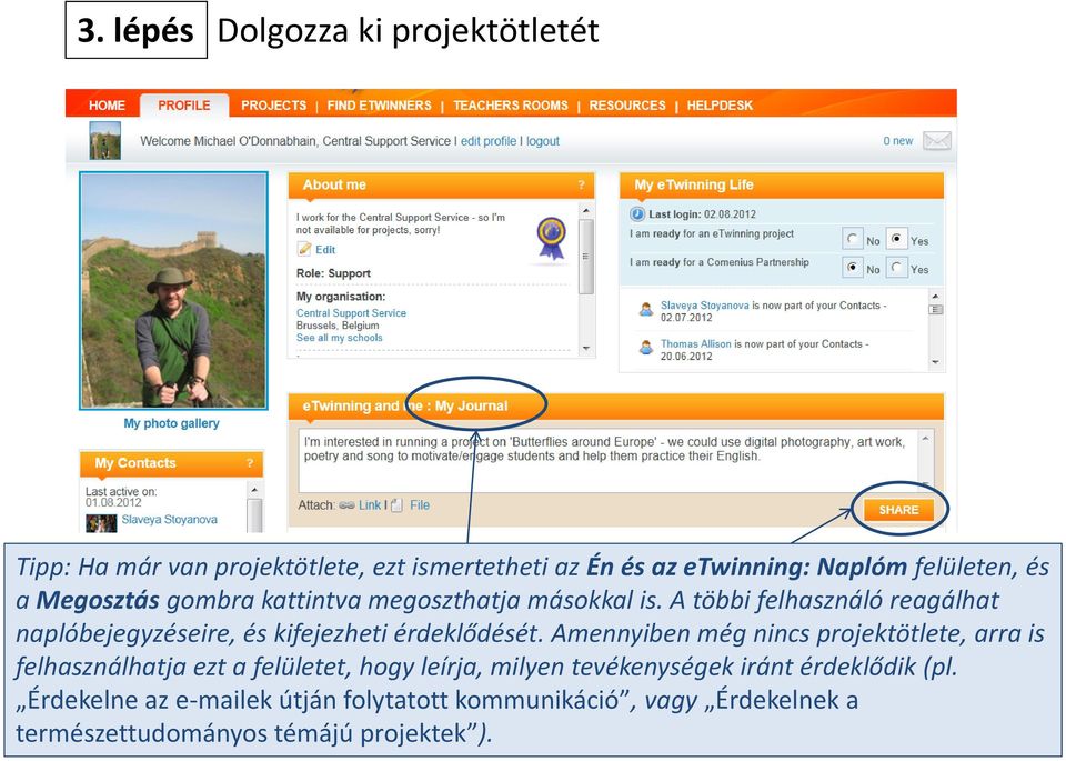 A többi felhasználó reagálhat naplóbejegyzéseire, és kifejezheti érdeklődését.