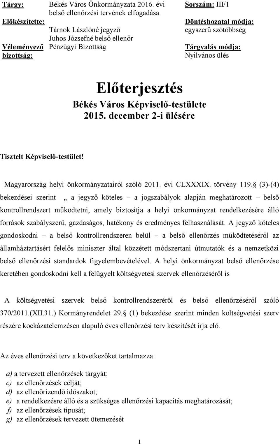 Magyarország helyi önkormányzatairól szóló 2011. évi CLXXXIX. törvény 119.