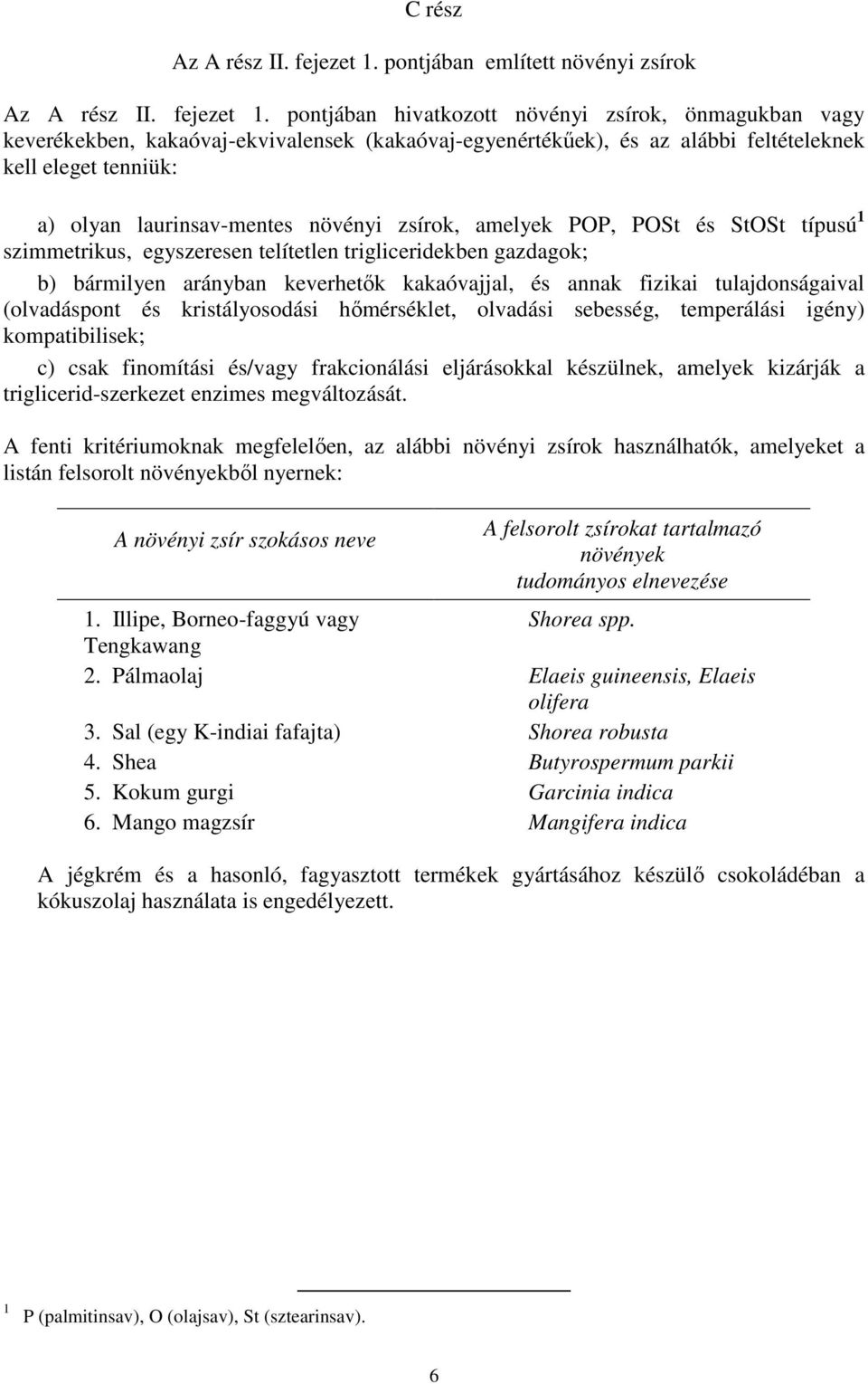 pontjában hivatkozott növényi zsírok, önmagukban vagy keverékekben, kakaóvaj-ekvivalensek (kakaóvaj-egyenértékűek), és az alábbi feltételeknek kell eleget tenniük: a) olyan laurinsav-mentes növényi