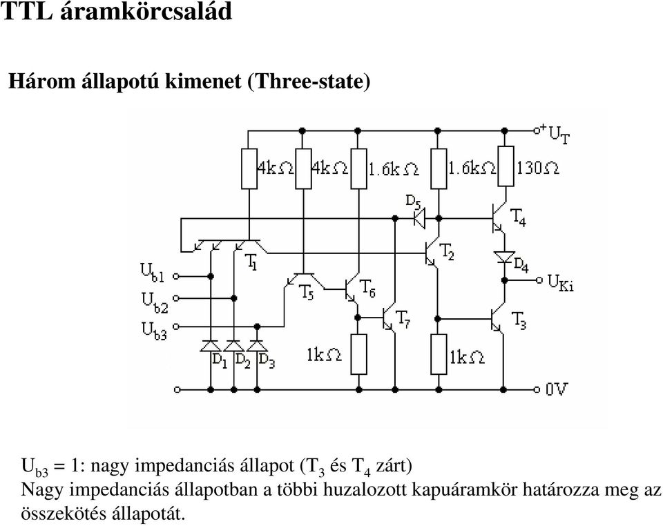 3 és T 4 zárt) Nagy impedanciás állapotban a többi