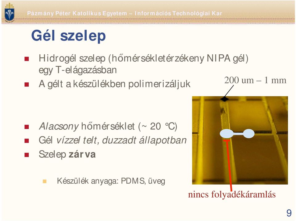 Alacsony hmérséklet (~ 20 C) Gél vízzel telt, duzzadt