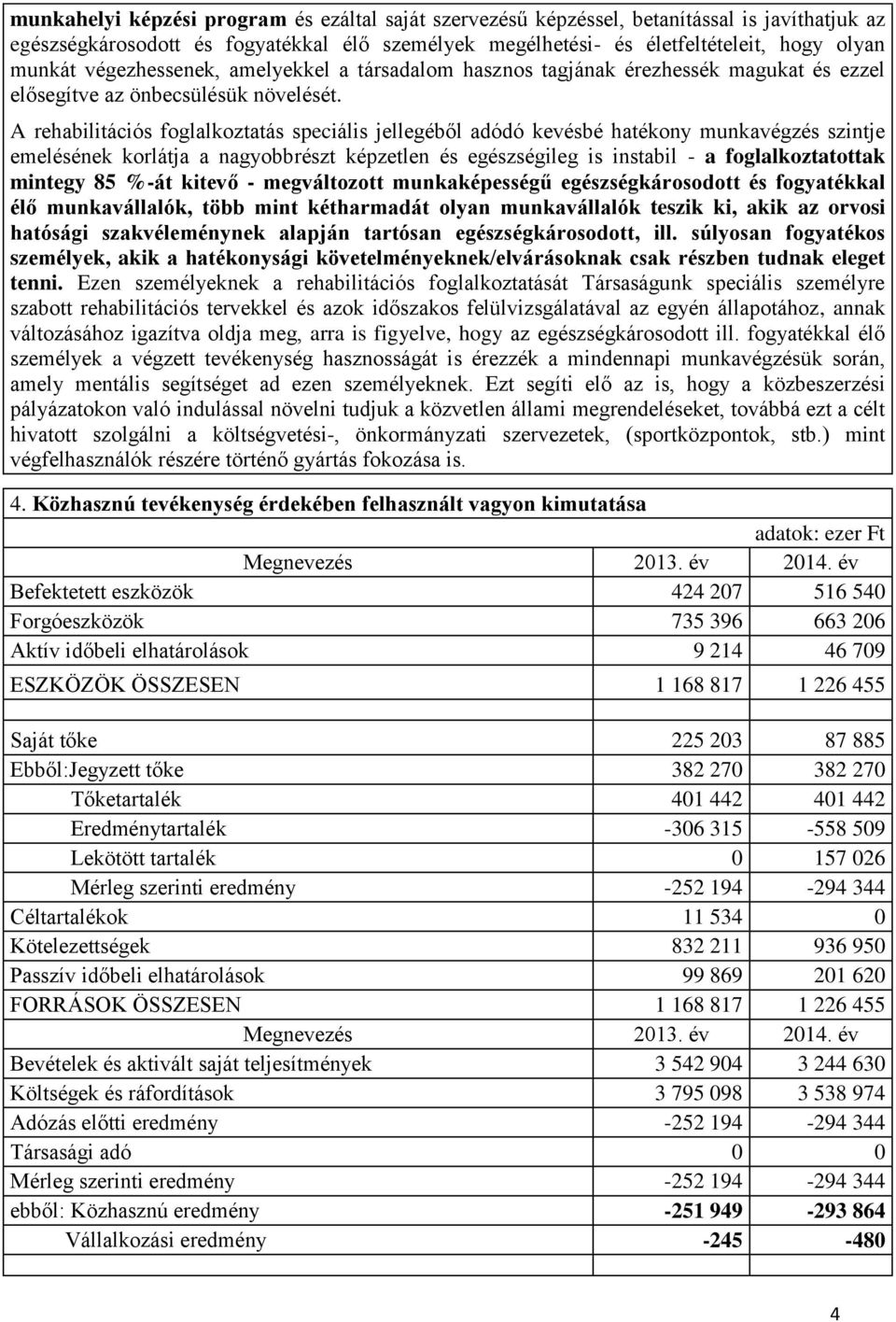 A rehabilitációs foglalkoztatás speciális jellegéből adódó kevésbé hatékony munkavégzés szintje emelésének korlátja a nagyobbrészt képzetlen és egészségileg is instabil - a foglalkoztatottak mintegy