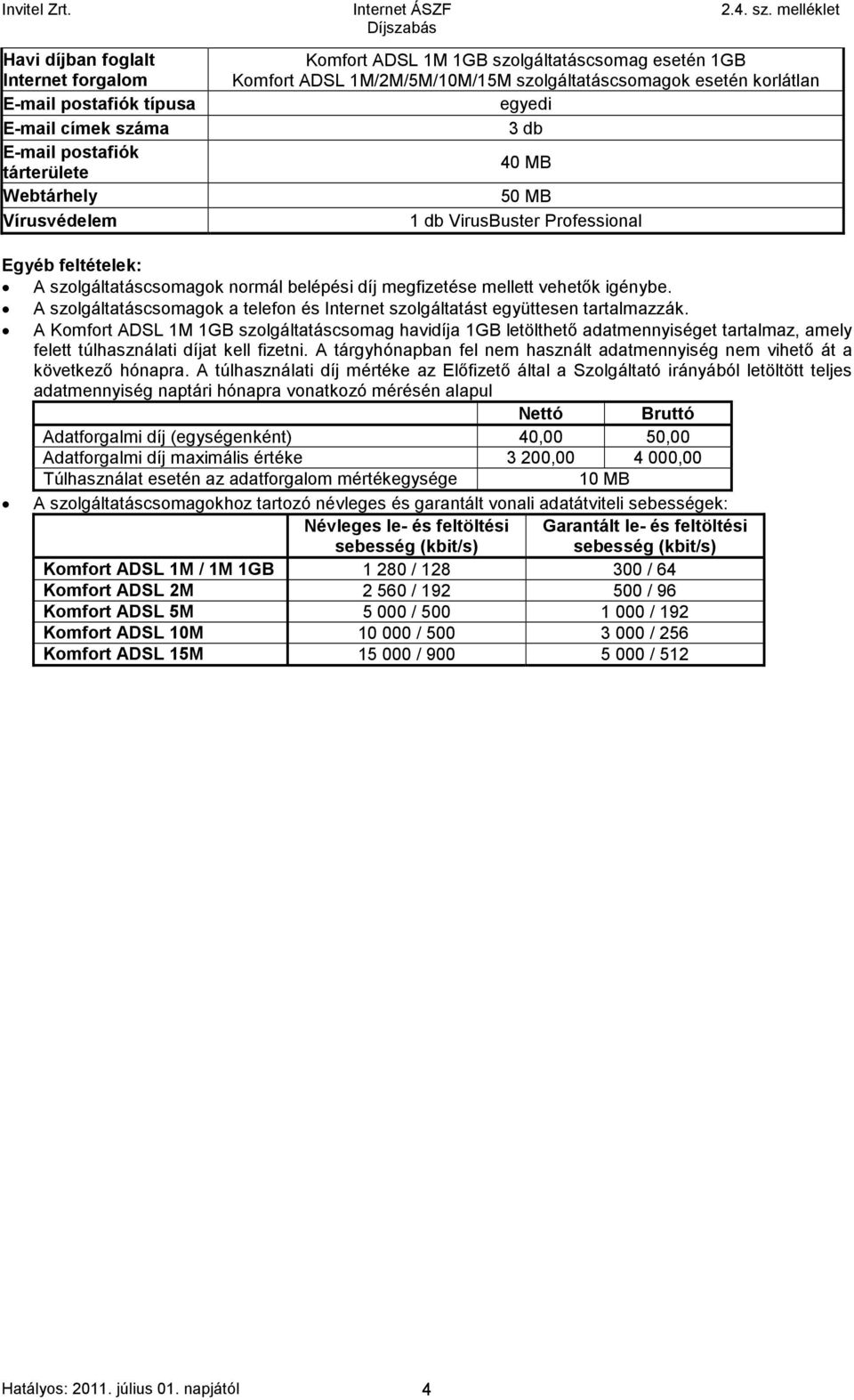 igénybe. A szolgáltatáscsomagok a telefon és Internet szolgáltatást együttesen tartalmazzák.