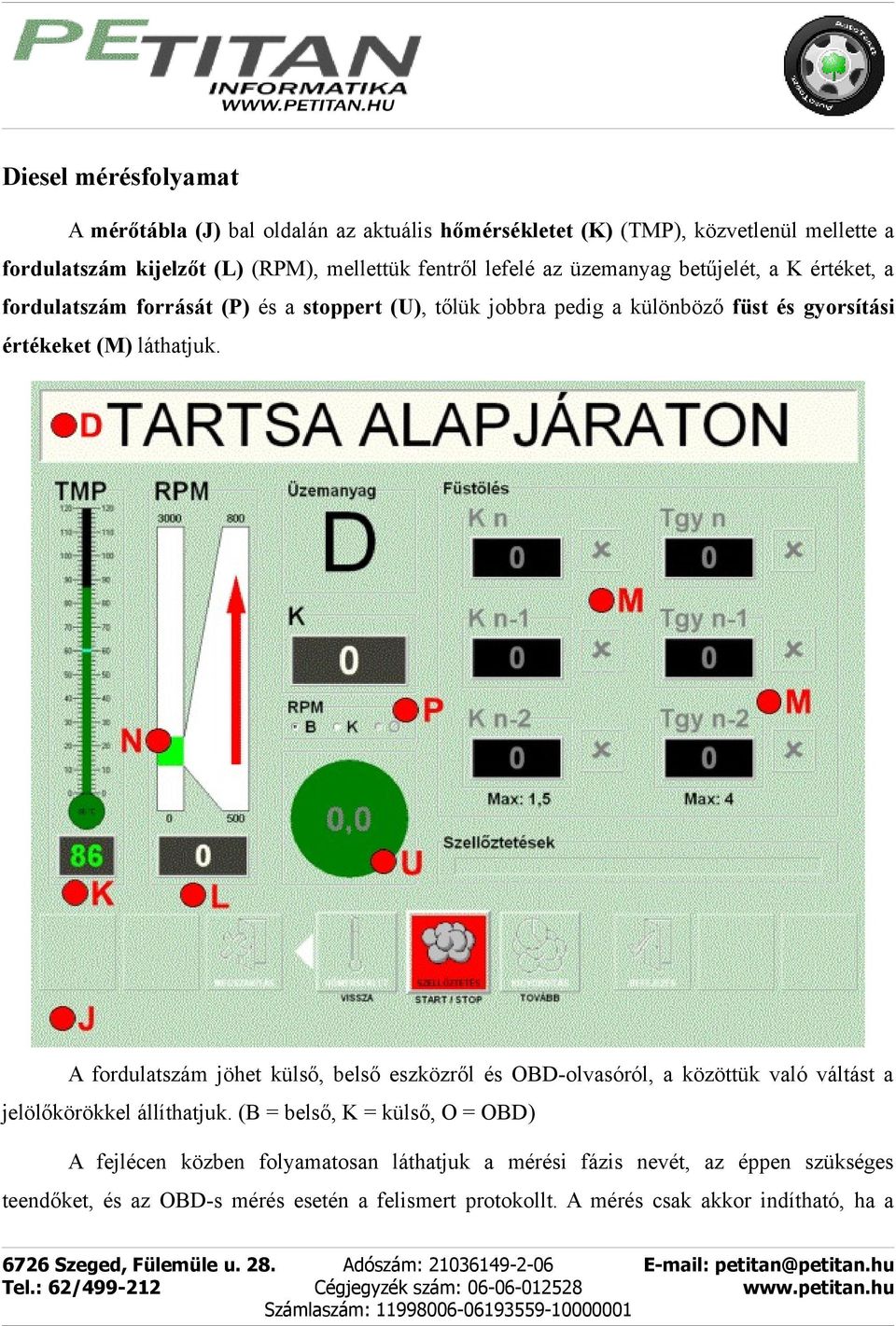 láthatjuk. A fordulatszám jöhet külső, belső eszközről és OBD-olvasóról, a közöttük való váltást a jelölőkörökkel állíthatjuk.