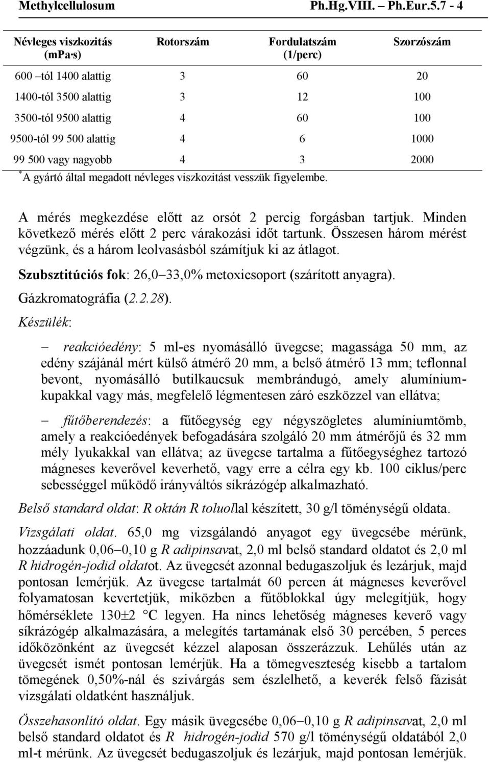 99 500 vagy nagyobb 4 3 2000 * A gyártó által megadott névleges viszkozitást vesszük figyelembe. A mérés megkezdése előtt az orsót 2 percig forgásban tartjuk.