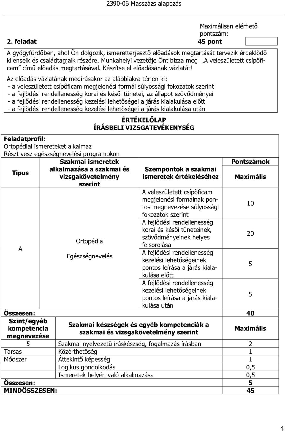 z előadás vázlatának megírásakor az alábbiakra térjen ki: - a veleszületett csípőficam megjelenési formái súlyossági fokozatok - a fejlődési rendellenesség korai és késői tünetei, az állapot