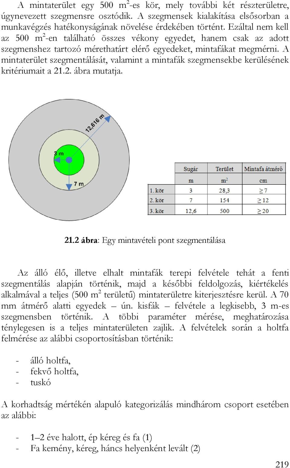 A mintaterület szegmentálását, valamint a mintafák szegmensekbe kerülésének kritériumait a 21.