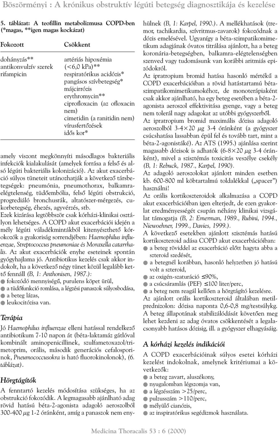 Az akut exacerbáció súlyos tüneteit utánozhatják a következõ társbetegségek: pneumónia, pneumothorax, balkamraelégtelenség, tüdõembólia, felsõ légúti obstrukció, progrediáló bronchusrák,