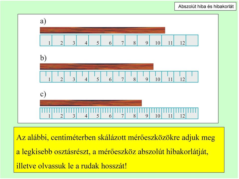 meg a legkisebb osztásrészt, a mérőeszköz