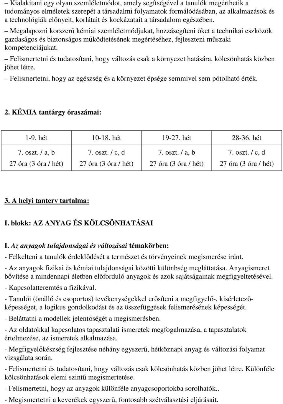 Megalapozni korszerű kémiai szemléletmódjukat, hozzásegíteni őket a technikai eszközök gazdaságos és biztonságos működtetésének megértéséhez, fejleszteni műszaki kompetenciájukat.
