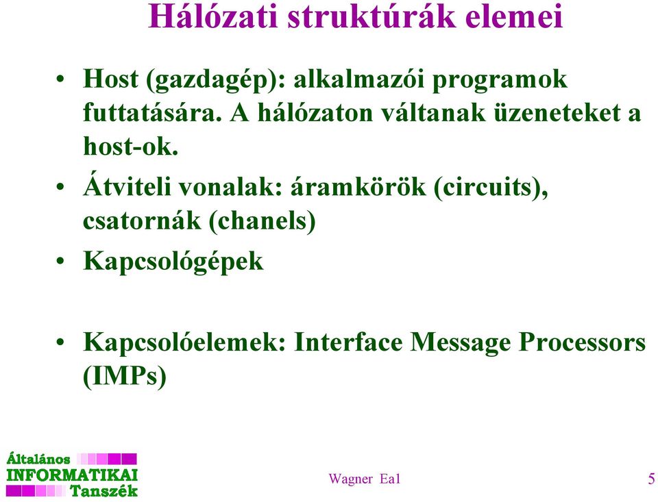 Átviteli vonalak: áramkörök (circuits), csatornák (chanels)