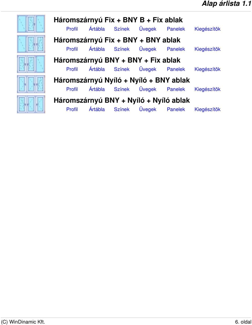 BNY + BNY + Fix ablak Háromszárnyú Nyíló + Nyíló