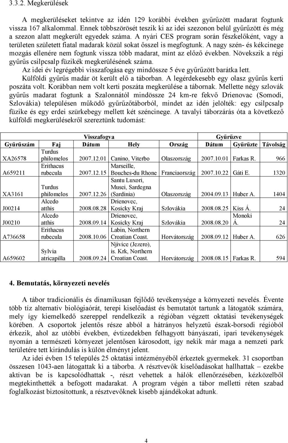 A nyári CES program során fészkelőként, vagy a területen született fiatal madarak közül sokat ősszel is megfogtunk.