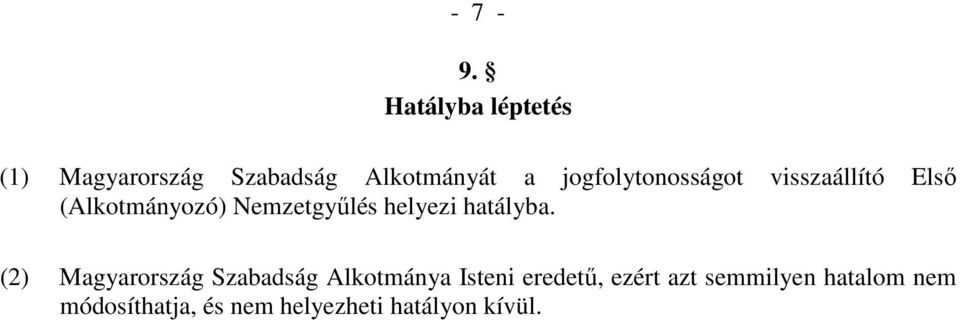 jogfolytonosságot visszaállító Elsı (Alkotmányozó) Nemzetgyőlés