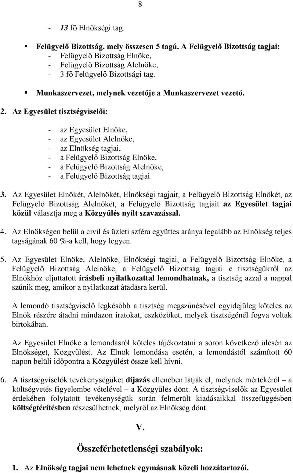 Az Egyesület tisztségviselői: - az Egyesület Elnöke, - az Egyesület Alelnöke, - az Elnökség tagjai, - a Felügyelő Bizottság Elnöke, - a Felügyelő Bizottság Alelnöke, - a Felügyelő Bizottság tagjai. 3.