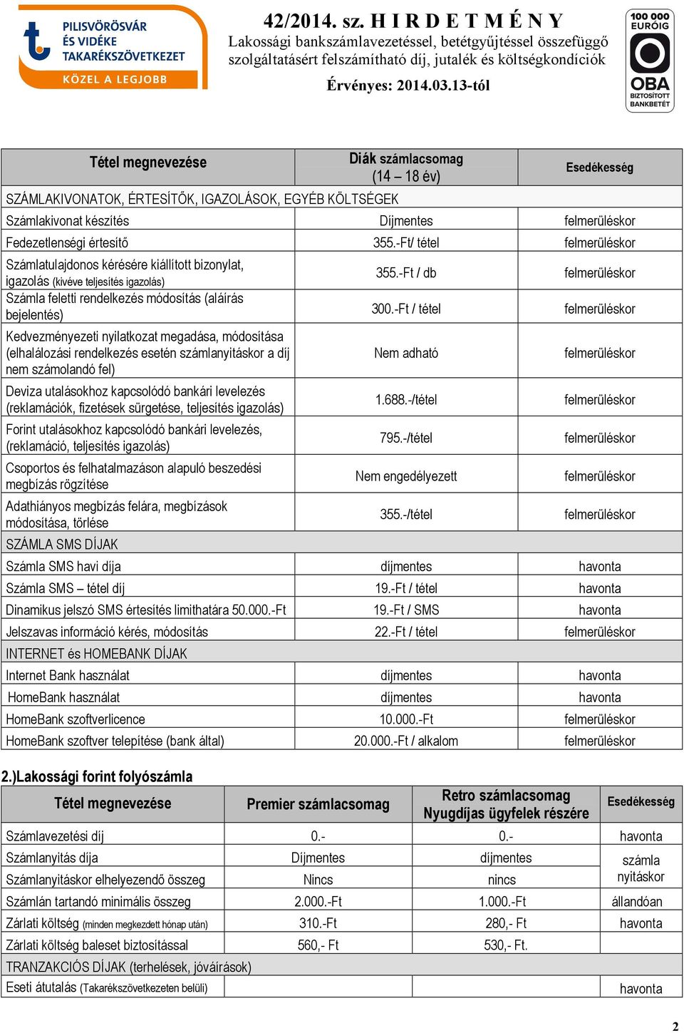 módosítása (elhalálozási rendelkezés esetén számlanyitáskor a díj nem számolandó fel) Deviza utalásokhoz kapcsolódó bankári levelezés (reklamációk, fizetések sürgetése, teljesítés igazolás) Forint