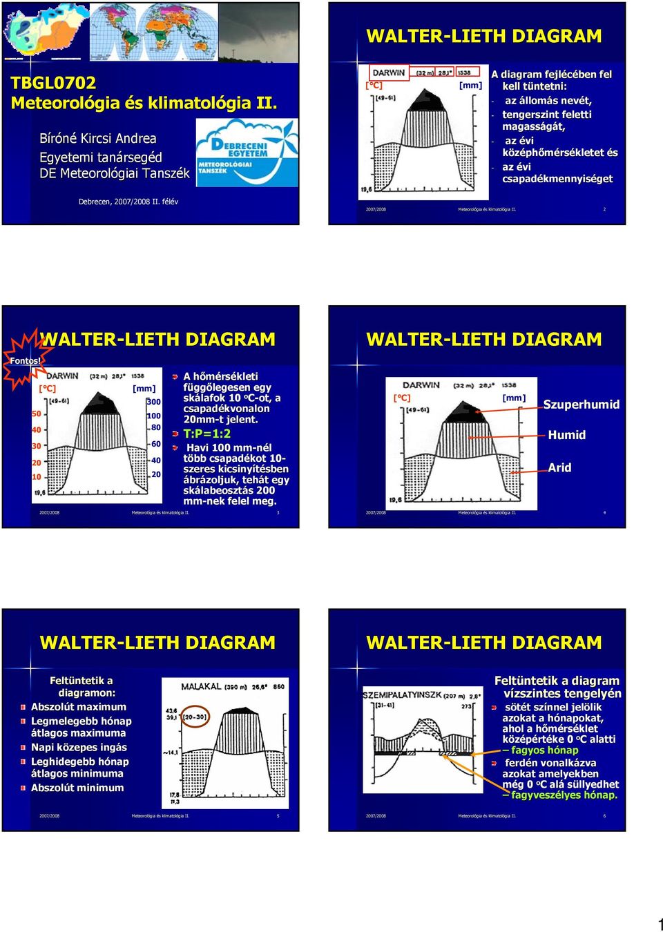 az évi csapadékmennyiséget Debrecen, 2007/2008 II. félév 2007/2008 Meteorológia és klimatológia II. 2 Fontos!