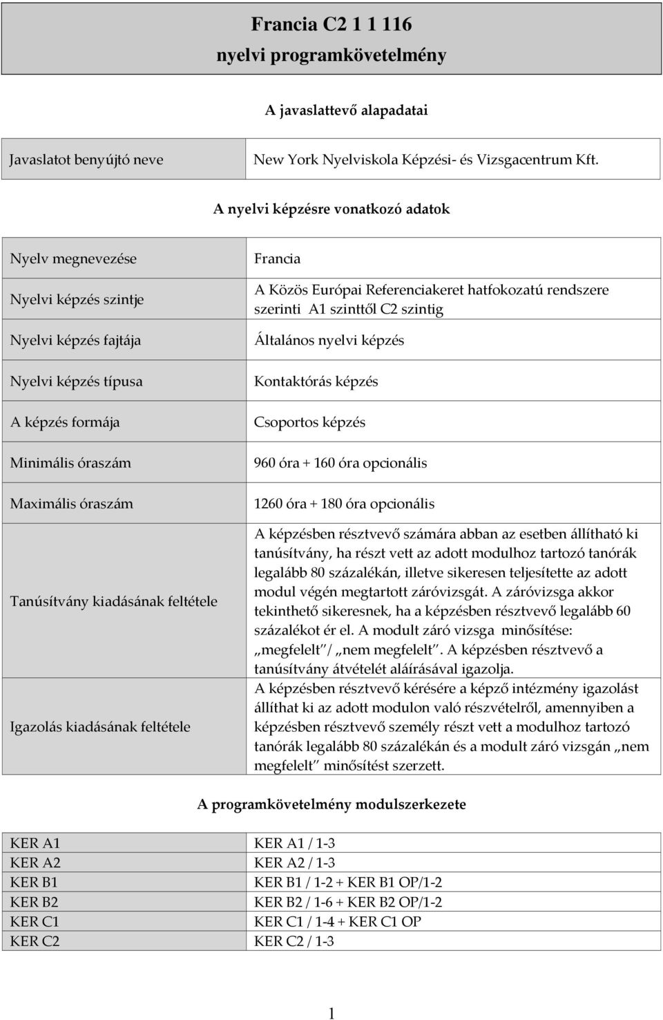 feltétele Igazolás kiadásának feltétele Francia A Közös Európai Referenciakeret hatfokozatú rendszere szerinti A1 szinttől C2 szintig Általános nyelvi képzés Kontaktórás képzés Csoportos képzés 960