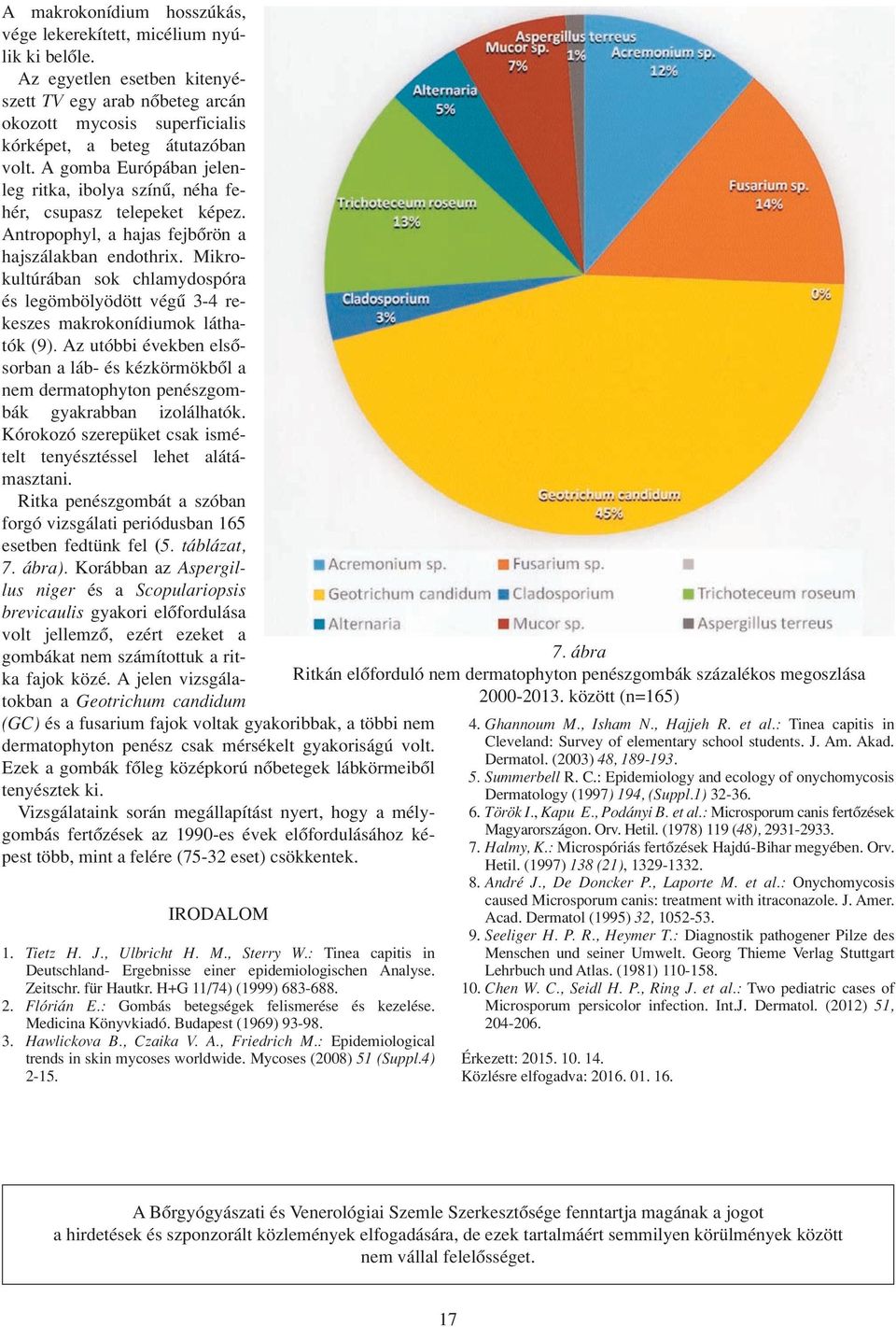 Mikrokultúrában sok chlamydospóra és legömbölyödött végû 3-4 rekeszes makrokonídiumok láthatók (9).