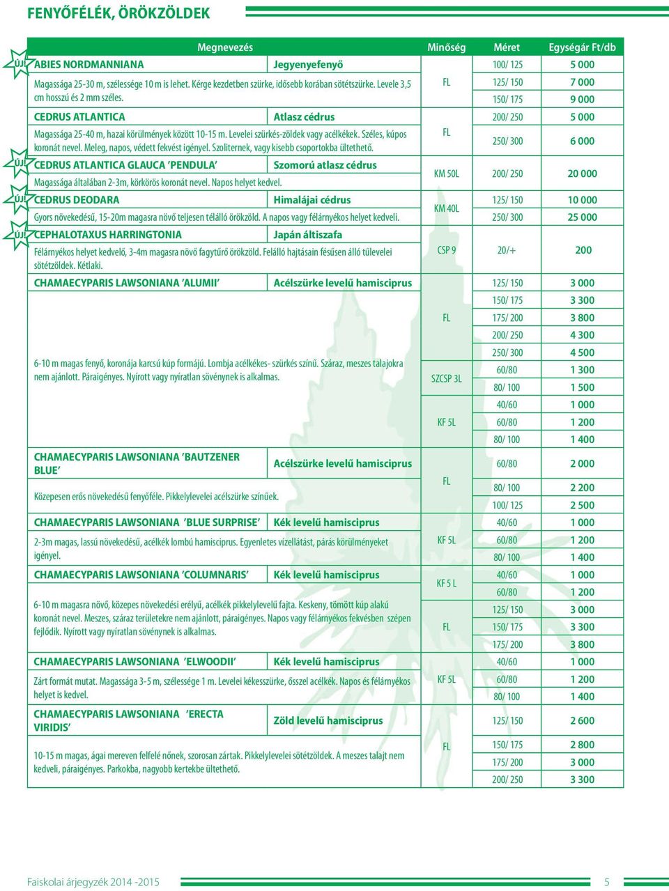 Szoliternek, vagy kisebb csoportokba ültethető. CEDRUS ATLANTICA GLAUCA PENDULA Szomorú atlasz cédrus Magassága általában 2-3m, körkörös koronát nevel. Napos helyet kedvel.